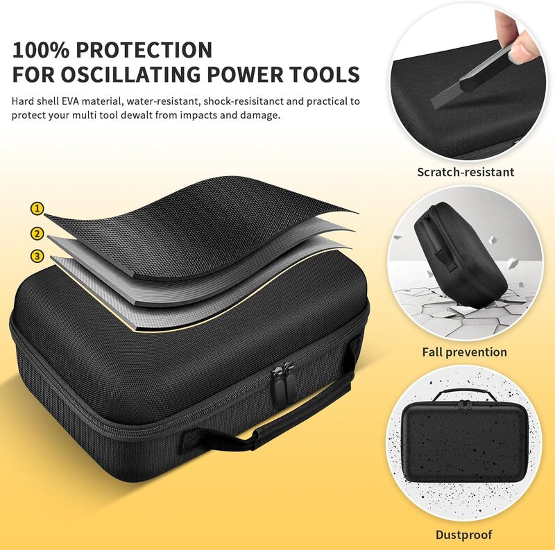 PAIYULE حقيبة متوافقة مع أداة DEWALT متعددة الاستخدامات 20V MAX XR DCS354B/ DCS356B، صندوق تخزين كبير يناسب بطارية وشاحن DEWALT 20V MAX XR، والشفرات، وألواح الصنفرة والإكسسوارات (صندوق فقط) - Image 5
